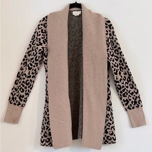 Kaisely Open-Front Cardigan Leopard-Print Long Sleeves Size M